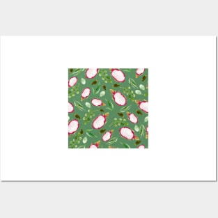 Dragonfruit on green  | Watercolor | Pattern Posters and Art